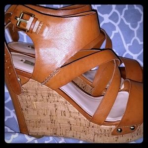 GUESS Brand cork wedge heels